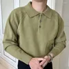 Męskie swetry biznesowe rozrywki herren pullover zima jesień solidny kolor mężczyzn dzianiny koszulka polo z długim rękawem Slim Fit Pull Homme Sweter