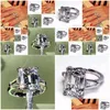 Fedi nuziali Anelli Anello di diamanti da laboratorio con taglio smeraldo di lusso da 4 ct Anello di fidanzamento in argento sterling 925 originale per le donne Gioielli da sposa Dr Dhhy3