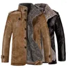 Men's Trench Coats Fashionable Men Coat Faux Leather Winter Jacket Turn-down Collar Cardigan Quick Dry