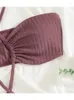 Traje de baño de Mujer Monokini sólido Sexy ahueca hacia fuera el traje de baño de Mujer vendaje acanalado traje de baño 2023 Push Up trajes de una pieza Mujer ropa de playa