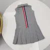 enfants vêtements revers sans manches filles robe fille vêtements fille jupe pur coton conception été fasion robes marque de luxe boucle