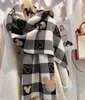 Cartoon Plaid Women Thick Shawl And Wraps Ladies Blanket Heart Winter Pashmina Bandana Bufanda