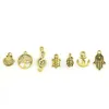 Colares pendentes 2 conjuntos 50 tipos de pingentes de liga dourada Conjunto misto para pulseiras DIY Componentes Acessórios de jóias Supplies