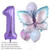 Nouveau 10 pcs Nouveaux Produits Graduel Rose Papillon Feuille Ballon 40 pouces Violet Crème Numérique Ballon Baby Shower Fête D'anniversaire Décoration