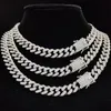 Chokers Hip Hop lodowany bling wielki łańcuch mężczyzn mężczyzn Kobiety Naszyjnik Wysokiej jakości 13 mm 20 mm szerokość HIPHOP Naszyjniki urok biżuterii 231123