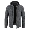 Maglioni da uomo M-3XL Giacca in maglia di peluche autunno inverno con cappuccio spesso con cerniera / r Cardigan maglione caldo oversize allentato