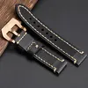 Watch Bands Blue-Brown-Black Handmade Leather Strap Buckle 20 22 24 26MM Suitable For PAM111 441 Thick Leather Bronze Buckle 231123