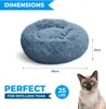 chenils pens Lit rond pour chat et chien, niche pour animaux de compagnie, tapis doux et Long en peluche, panier chaud pour animaux de compagnie, coussin pour maison de chat, canapé, lavage en Machine, 231123