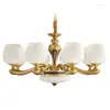 Lustres tout en cuivre de style européen lustre lampe de salon atmosphère de luxe salle à manger américaine moderne simple maison complète