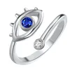 Anello solitario Cubic Zirconia Evil Eye Anello aperto regolabile Turchia Occhi azzurri Anelli per donna Uomo Gioielli di moda Consegna di goccia Gioielli Dhihn