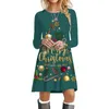 Casual Dresses Christmas Dress Women Plus Size Long Sleeve For Holiday Party Print Mini Pullover Vestidos de Fiesta