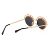 Solglasögon runda spegel Candisgy Brand Designer Sun Glasses Luxury Rhinestone Bling Söta glasögon