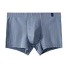 Cuecas masculinas de cintura baixa boxers fino ajuste listrado impressão masculina respirável macio roupa interior íntima com design u convexo cintura baixa