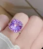 Clusterringen lr Kunzite 13.88CT Fijne sieraden Solid 18K Gold Nature Clean 18ct Gemstones Diamanten vrouwelijk voor vrouwen Ring