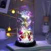 Decorative Flowers Glass Cover Valentine's Day Ornament Doll Micro Landscape Immortal Rose Gift LED Imitation Light