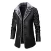 Mélanges de laine pour hommes hiver polaire peluche PU mode affaires décontracté moyen et long col de costume hommes coupe-vent veste en cuir manteaux 231123