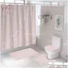 Tende da doccia Rosa Crepa Moda Tenda da bagno Set da bagno Er Mat Tappetino da bagno antiscivolo Set moderno 180X180Cm Consegna a domicilio Gar Dhsrm