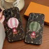 Mode Luxury iPhone 15 14 Pro Max Case Designer Telefonfodral för iPhone14Plus 13 12 11 Max Hot Air Balloon Leather Design