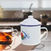 Tasse à café en émail de rangement de cuisine, 2 pièces, tasse à boire Vintage en fer, eau de Camping avec couvercles, thé lait 500Ml, tasses à vin pour la maison