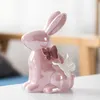 Objets décoratifs Figurines Lapin Statue Céramique Décor À La Maison Animal Papillon Figurines Ornement Esthétique Décoration Chambre Cadeau De Noël Accessoires 230422