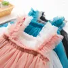 Abiti da ragazza 12M-4T 2023 Summer Cute senza maniche con cinturino in tulle Baby Dress First Birthday Party Princess Toddler Clothes