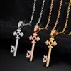 Chains Fashion Chain Clavicle Hollow Zircon Key Pendant Necklace Women Hip Hop Jewelry Wedding Gift Rose Gold Silver Color