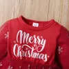 Mädchenkleider 324 MKleinkind Weihnachtskleid Geboren als erstes Baby Mädchen Weihnachtsjahr Langarm Kostüm Strampler Outfit Kleidung 231124