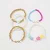 Bangle 5PC/SET Fashion Candy Color Acrylic Flower Heart Charms Pendant Pearls Cute Bracelet Bangles Sets For Women Girls Birthday Gift