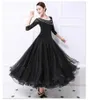 Stage Wear Ballroom Competition Robe De Danse Femmes Tango Costume De Danse Flamenco Haute Qualité Noir Manches Moyennes Valse Tenues