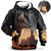 Herenhoodies 3D Dierenprint Trui met Capuchon Mode Straat Shirt met lange mouwen Losse kleding in herfst en winter.