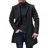 Męskie mieszanki wełny zimowe wełniany płaszcz swobodny moda lapowa pojedyncza piersi młodzieżowy płaszcz w stylu Mens Slim długości wełnianej kurtki z długim rękawem 231123