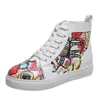 Bottes Graffiti haut femmes baskets mode semelle épaisse bottines femmes chaussures décontractées grande taille 43 chaussures vulcanisées 230422