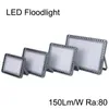 LED Flood Light 100W 200W 300W 400W 150Lm/W Ra80 Ultra-thin Floodlight Street IP67 Waterproof Outdoor Wall Reflector Lighting Garden Square Spotlights oemled