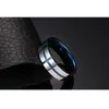 Anneaux de bande Tigrade à la mode 6mm bleu intérieur anneau hommes carbure de tungstène croix réservoir couleur argent poli anneaux de fête de mariage anel masculino 231124