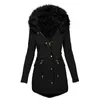 Women's Down Parkas Winter Jacket Women Coat Fur Collar Long Sleeve Faux Hood Midlength Warm Parka Snow Outerwear 231123