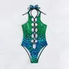 Women's Swimwear One Piece Swimsuit Women 2023 Sexy Cut-out Halter Bikinis Set Cross Front Bathing Suit Hollow Backless Beachwear