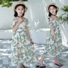 Robes de fille Robe longue pour enfants de fille pour les filles plage bohème épaule dénudée florale Maxi fête et mariage enfants robe d'été 4-12 ans