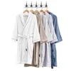 Women's Sleepwear Cotton Women's Bathrobe Turn Down Collar Terry Ladies Dressing Gown With Sashes Winter Absorb Water Bath Robe For