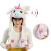 Caps Hats Unicorn Animal Ear Hat Plush Bunny Ears Moving Jumping Up Toys Dress Funny Cosplay Party for Kids Christmas Gift Adult 231123