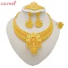 Wedding Jewelry Sets Dubai Gold Color Jewelry Set For Women Indian Earring Necklace Nigeria Moroccan Bridal Accessorie Wedding Bracelet Party 230422