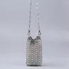 Evening Bags Women Designer Silver Metal Sequins Chain Woven Bag Hollow Clutch Female Travel Holiday Shoulder Handbag