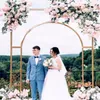 Arco de decoración de boda de lujo, estante de exhibición de flores artificiales, estante dorado geométrico, pantalla de hierro para fondo de fiesta, soporte DIY