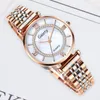 Armbandsur 5st klockor Set Luxury Armband Dress Women Watch Fashion Rose Silve Rostfritt Steel Belt Quartz Clock Ladies Armwatch Gift