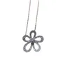 Colliers à pendentif de créateur pour femmes Élégant 4/Quatre Haute Édition Tournesol Femme Classique Plein Diamant Fleur Luxe et Luxe Léger S Chaîne de Collier en Argent