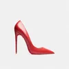 Dress Shoes Women's Red Shiny Bottom High Heels Brand 12 Cm Sexy Matte Party Pointed Wedding Shallow Mouth Single