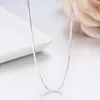 35-80cm 1mm Thin Real Pure Solid 925 Sterling Silver Box Chain Necklace For Women Men Kids Girls Necklaces Jewelry Kolye Collare