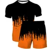Men's Tracksuits Men's 3D Printing Short Sleeve Two Piece Abstract Painting T-shirt Set Men's and Women's Leisure Trends 230424