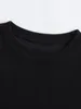 Koszulki damskie ubrania zimowe dla kobiet 2023 Długie rękaw okrągły szyja swobodny miękki t-shirt Side Faux Rhinestone frędzle asymetryczne top rąbki