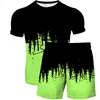Men's Tracksuits Men's 3D Printing Short Sleeve Two Piece Abstract Painting T-shirt Set Men's and Women's Leisure Trends 230424
