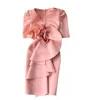 Бальные платья AsaNagi, летнее розовое платье для выпускного вечера с v-образным вырезом и большим цветочным узором, вечернее платье длиной до колена, простое вечернее платье 2023